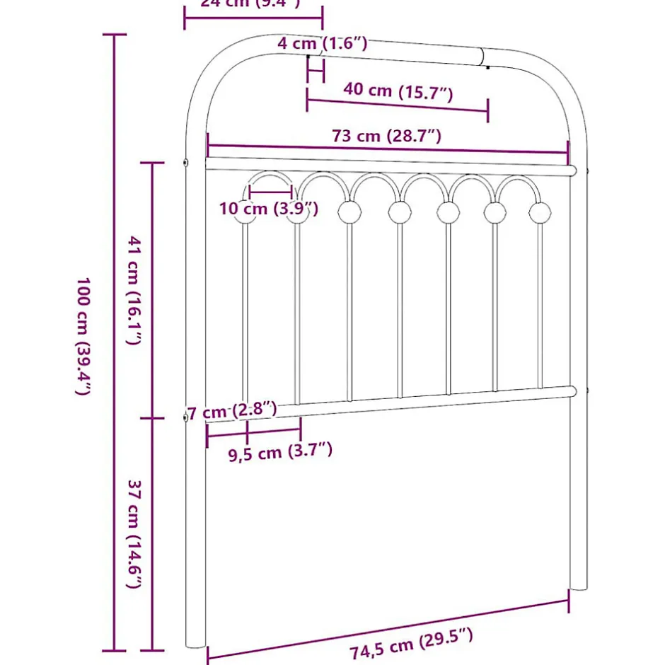 Vidaxl Tête de lit de remplacement métal blanc 75 cm