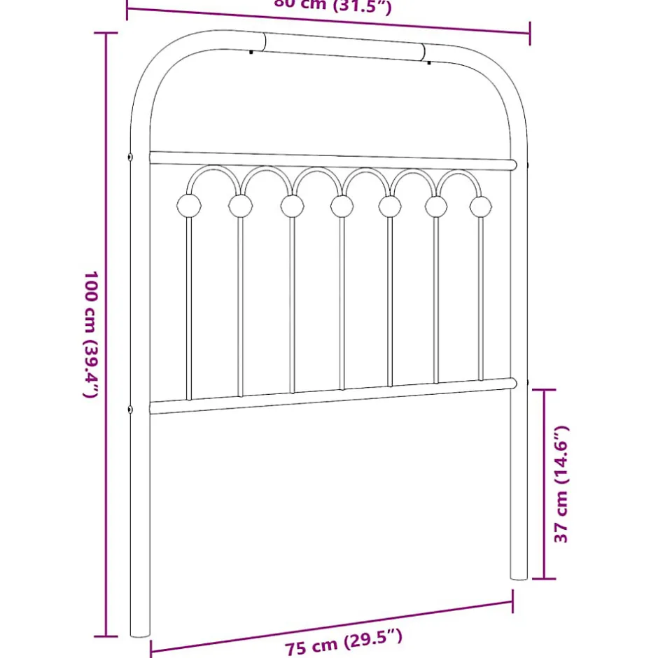 Vidaxl Tête de lit de remplacement métal blanc 75 cm