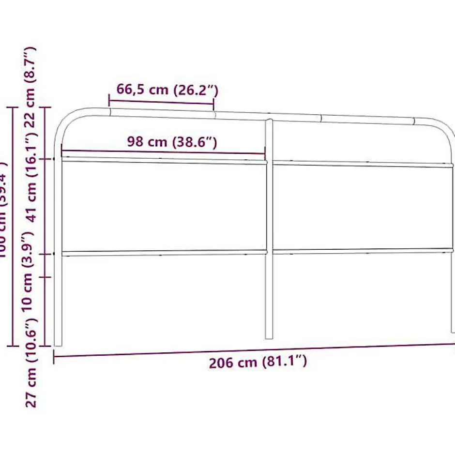 Vidaxl Tête de lit de remplacement chêne fumé 200 cm acier et bois d'ingénierie