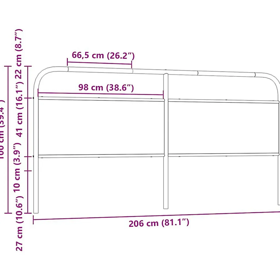 Vidaxl Tête de lit de remplacement chêne fumé 200 cm acier et bois d'ingénierie