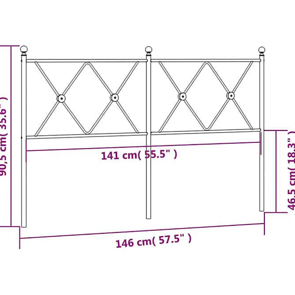 Vidaxl Tête de lit de remplacement métal blanc 140 cm Sale