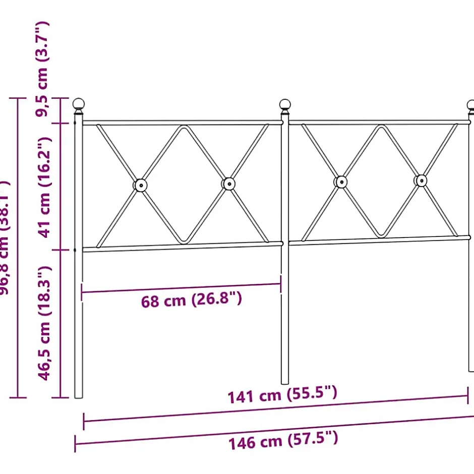 Vidaxl Tête de lit de remplacement métal blanc 140 cm Sale