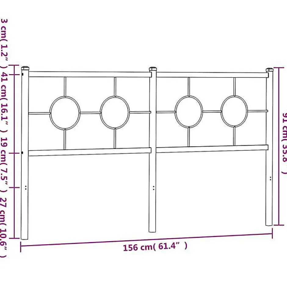 Vidaxl Tête de lit de remplacement métal noir 150 cm