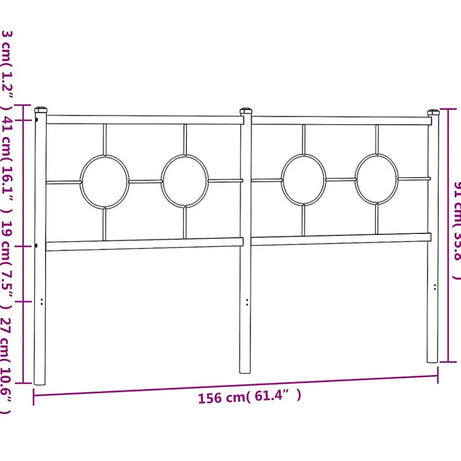 Vidaxl Tête de lit de remplacement métal noir 150 cm