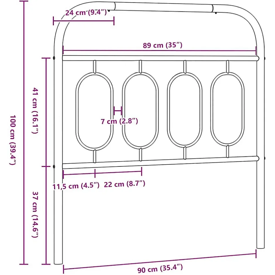 Vidaxl Tête de lit de remplacement métal noir 90 cm Online
