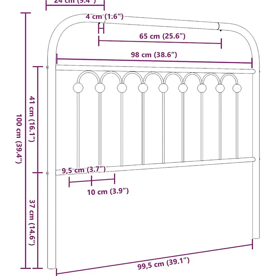 Vidaxl Tête de lit de remplacement métal noir 100 cm Outlet