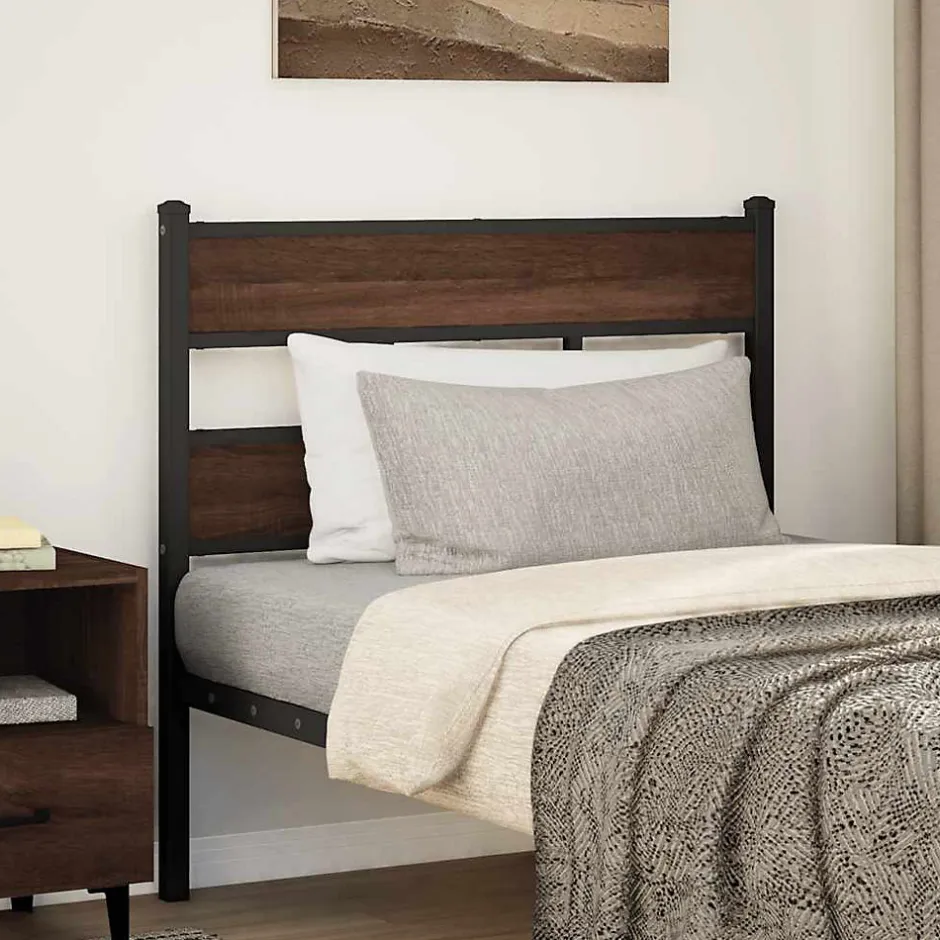 Vidaxl Tête de lit de remplacement chêne marron 100 cm acier et bois d'ingénierie