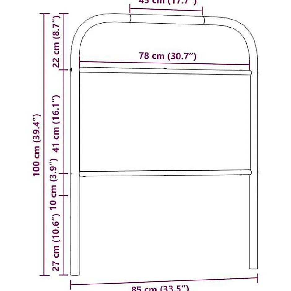 Vidaxl Tête de lit de remplacement chêne fumé 80 cm acier et bois d'ingénierie