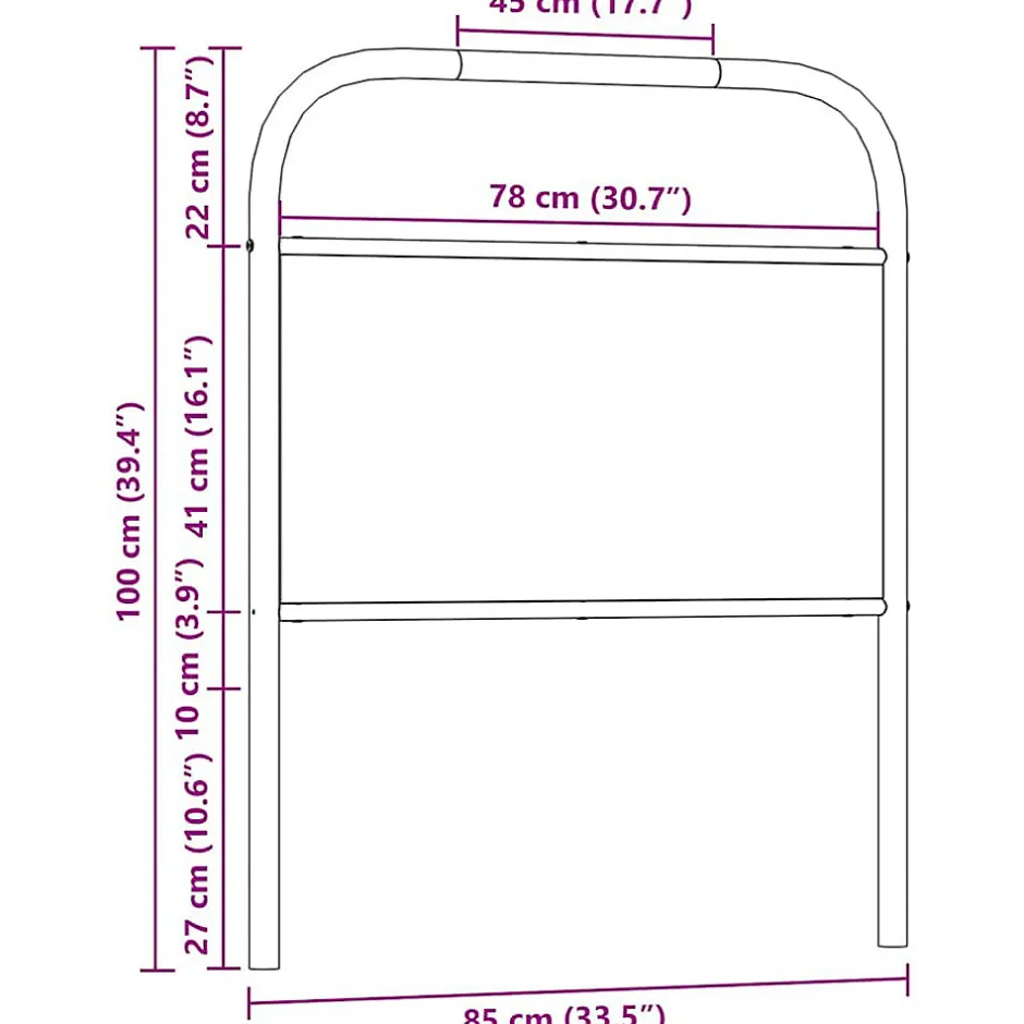 Vidaxl Tête de lit de remplacement chêne fumé 80 cm acier et bois d'ingénierie