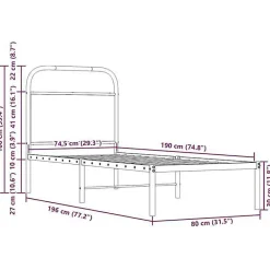 Vidaxl Tête de lit de remplacement chêne sonoma 75 cm acier et bois d'ingénierie