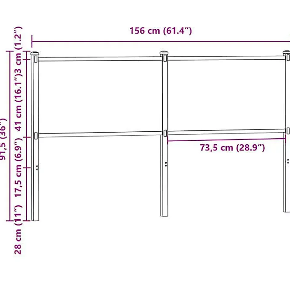 Vidaxl Tête de lit de remplacement chêne marron 150 cm bois d'ingénierie et acier Best
