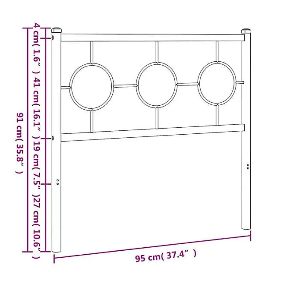 Vidaxl Tête de lit de remplacement métal noir 90 cm Outlet
