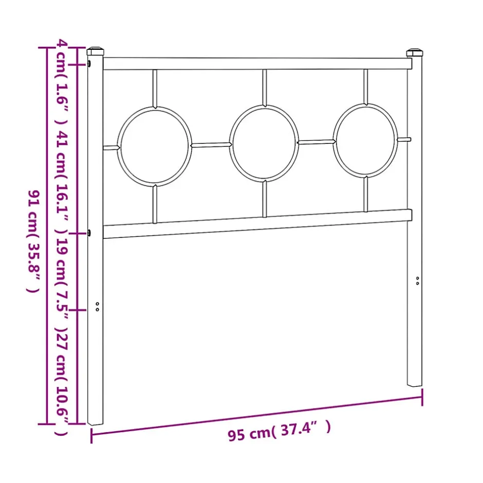 Vidaxl Tête de lit de remplacement métal noir 90 cm Outlet