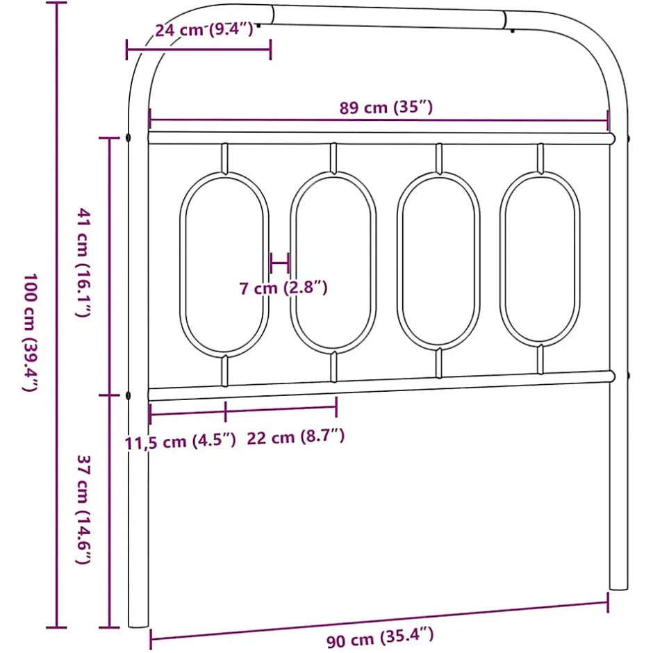 Vidaxl Tête de lit de remplacement métal blanc 90 cm Clearance