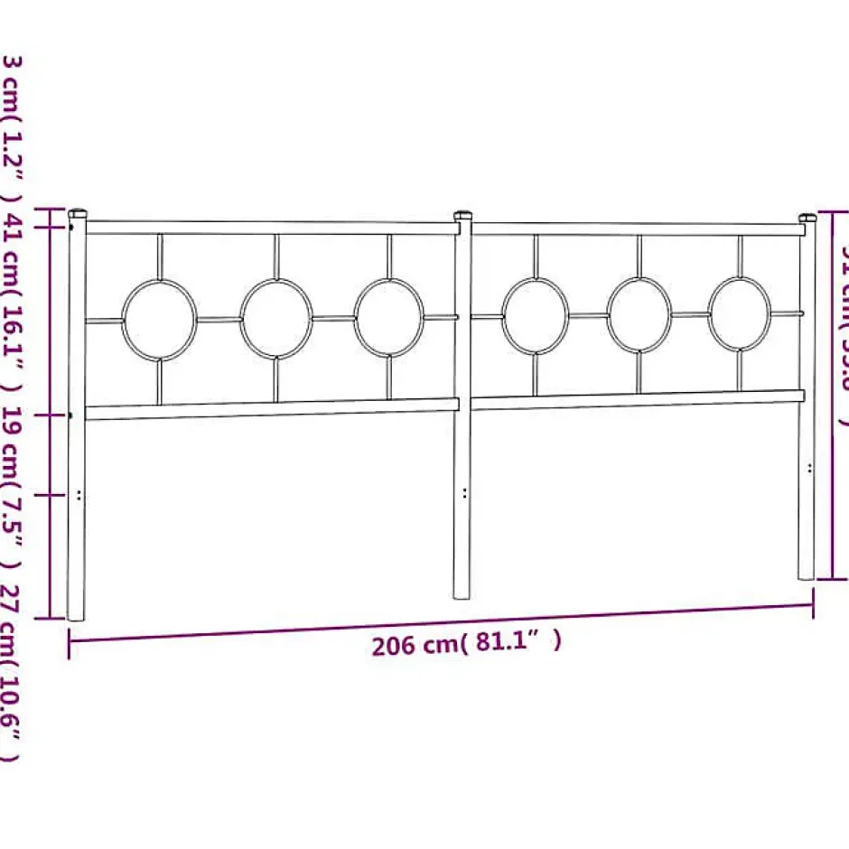 Vidaxl Tête de lit de remplacement métal noir 200 cm Discount
