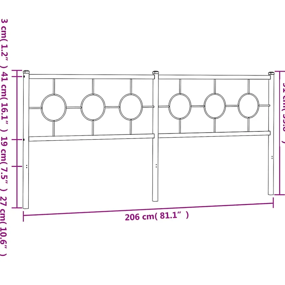 Vidaxl Tête de lit de remplacement métal noir 200 cm Discount