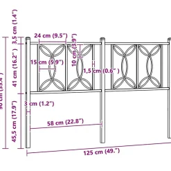 Vidaxl Tête de lit de remplacement métal noir 120 cm