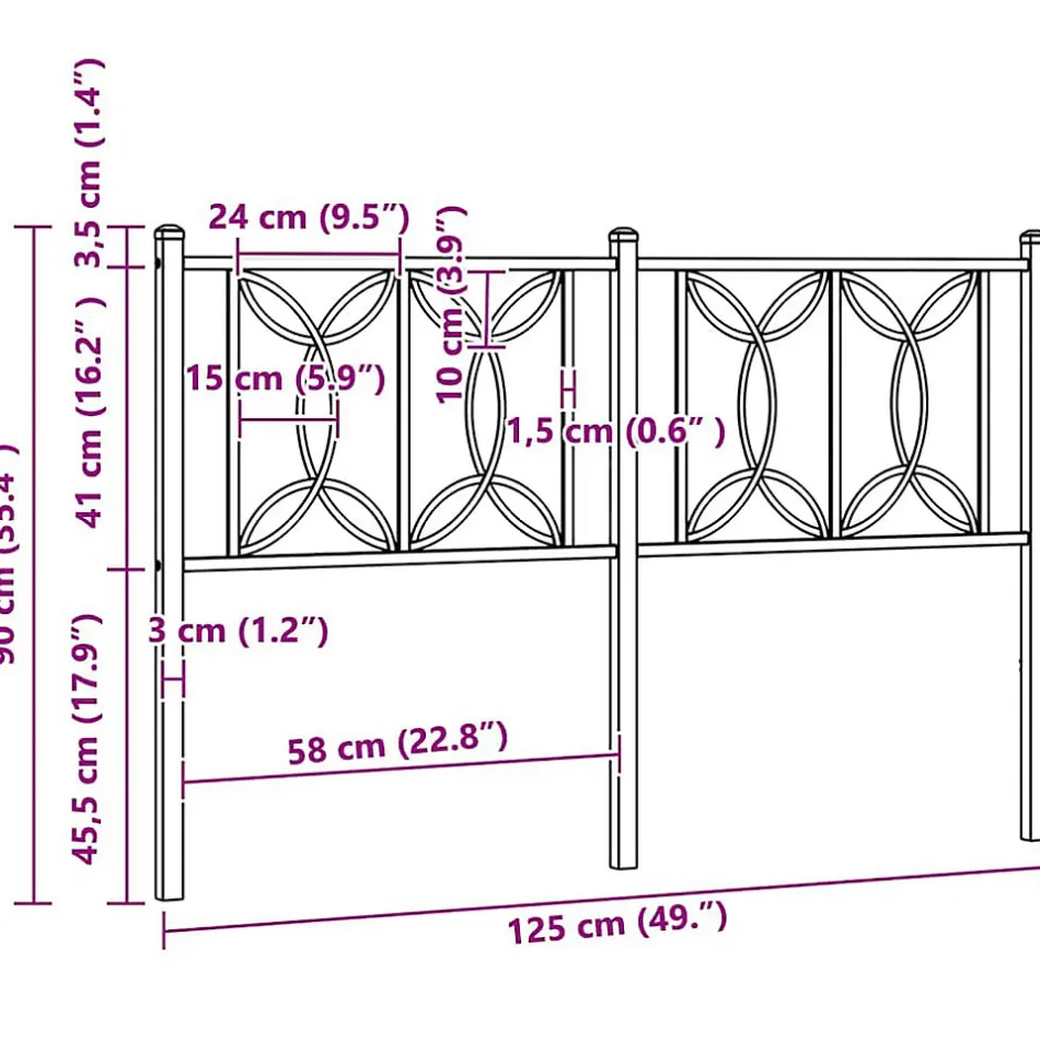 Vidaxl Tête de lit de remplacement métal noir 120 cm