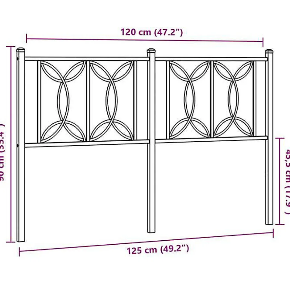 Vidaxl Tête de lit de remplacement métal noir 120 cm