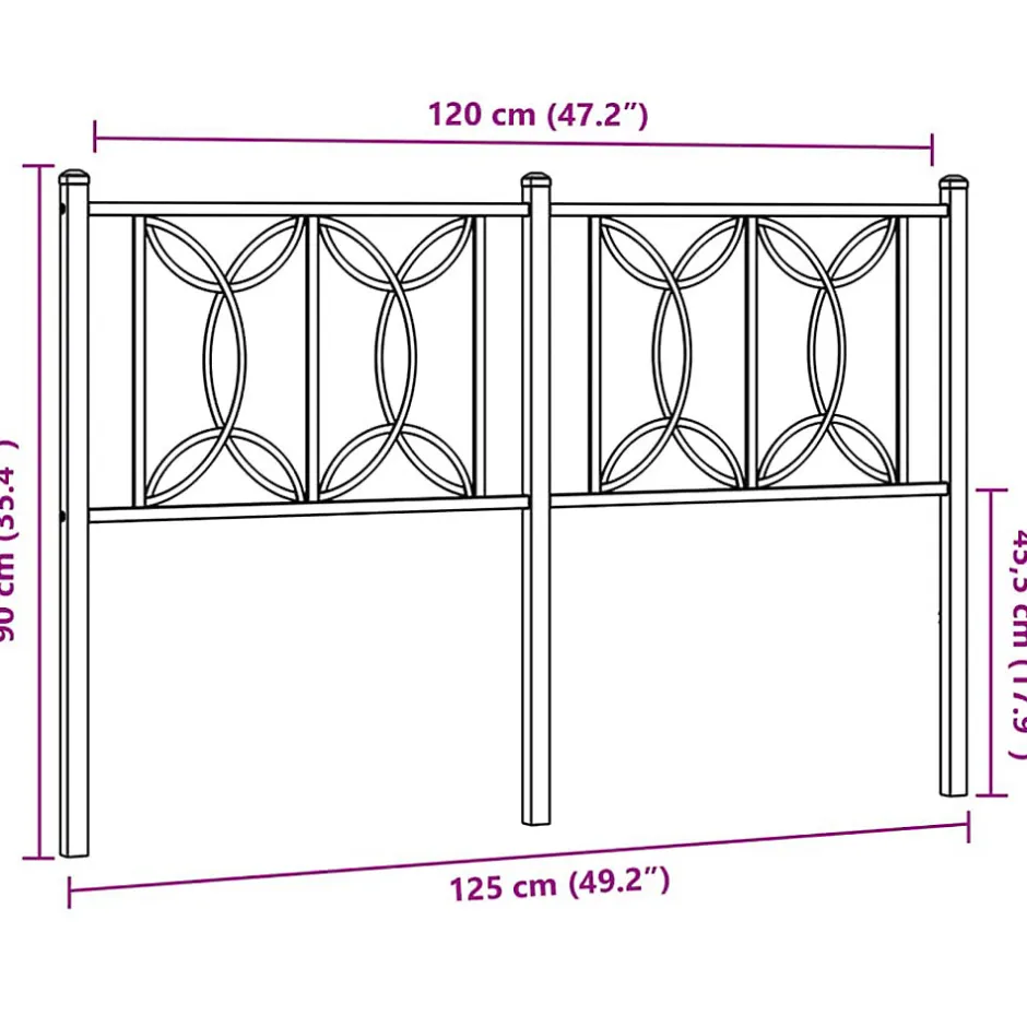 Vidaxl Tête de lit de remplacement métal noir 120 cm