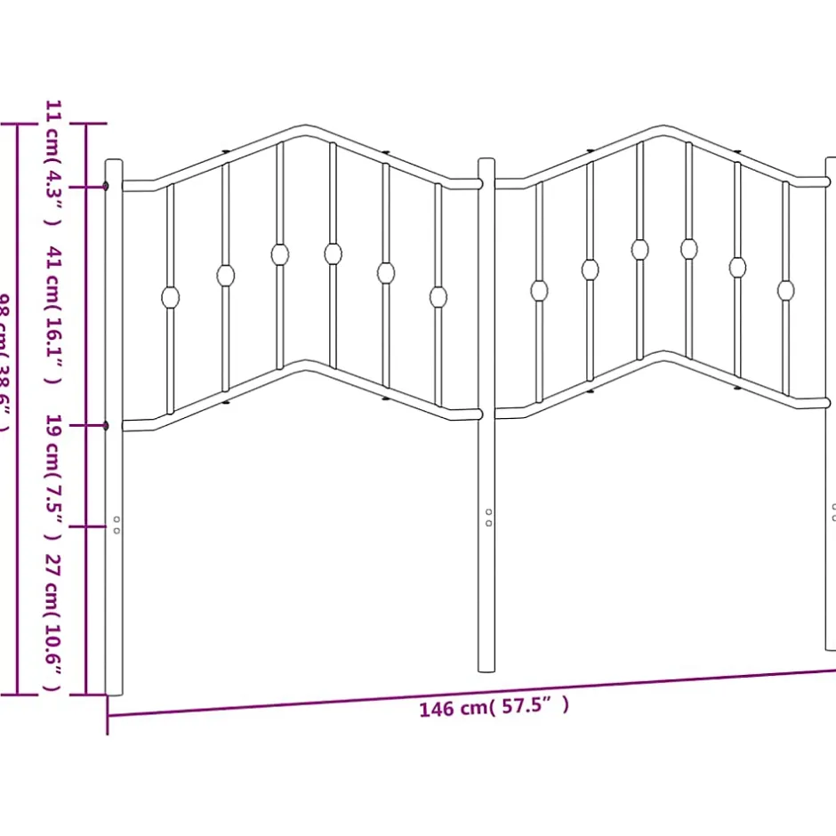 Vidaxl Tête de lit de remplacement métal noir 140 cm New
