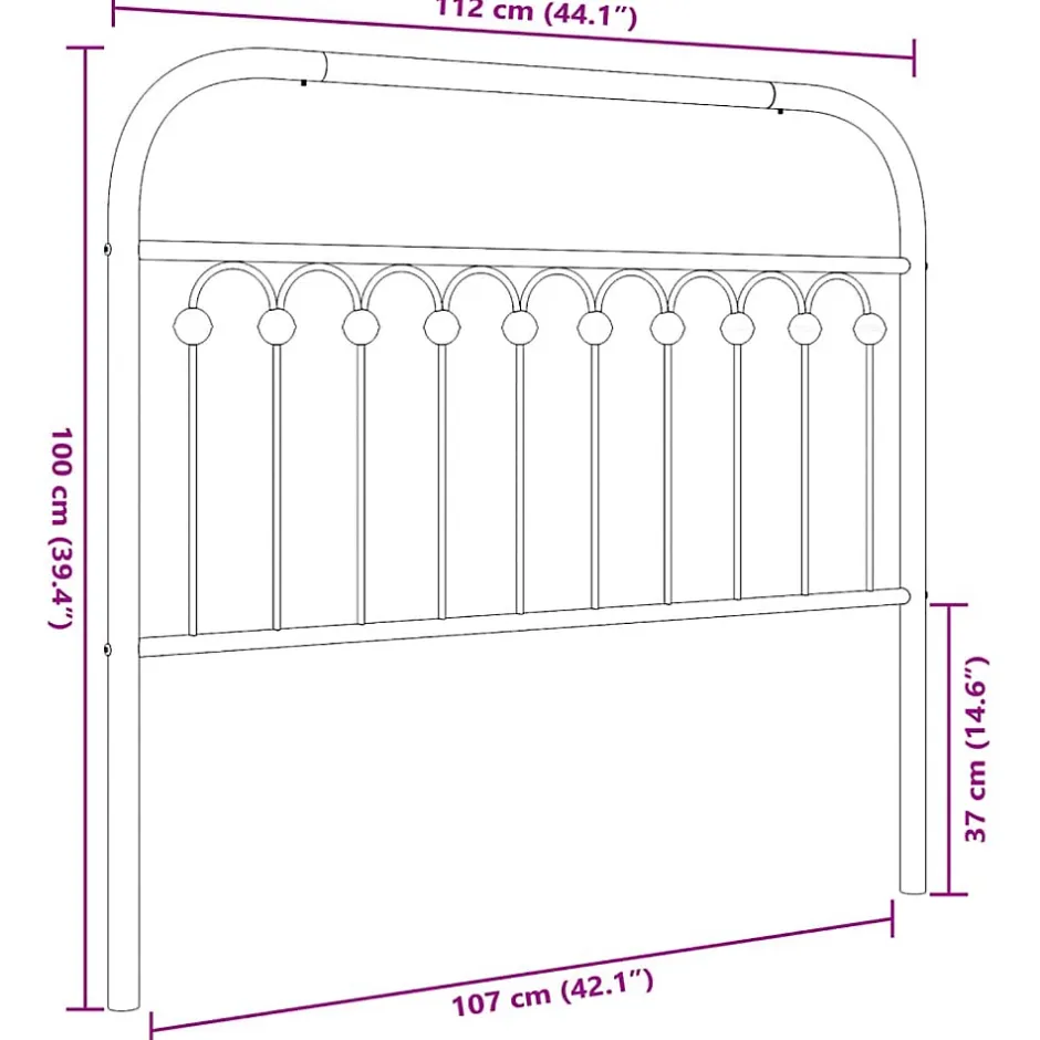 Vidaxl Tête de lit de remplacement métal noir 107 cm Clearance