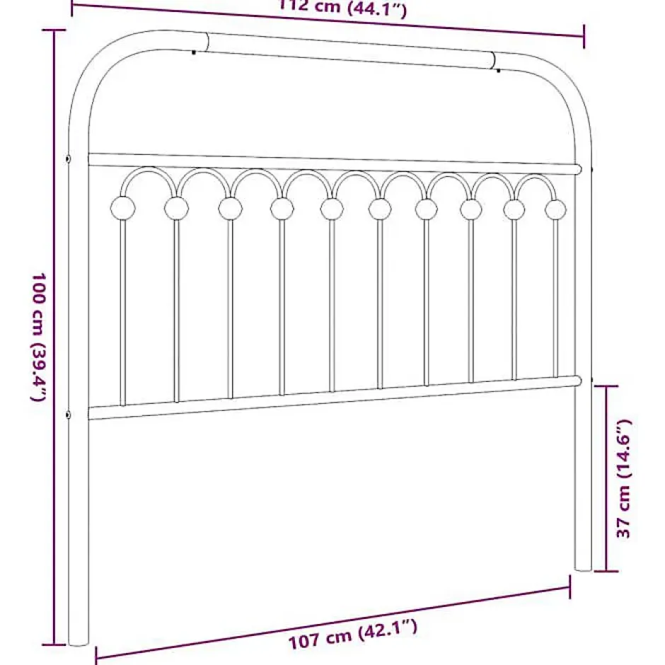 Vidaxl Tête de lit de remplacement métal noir 107 cm Clearance