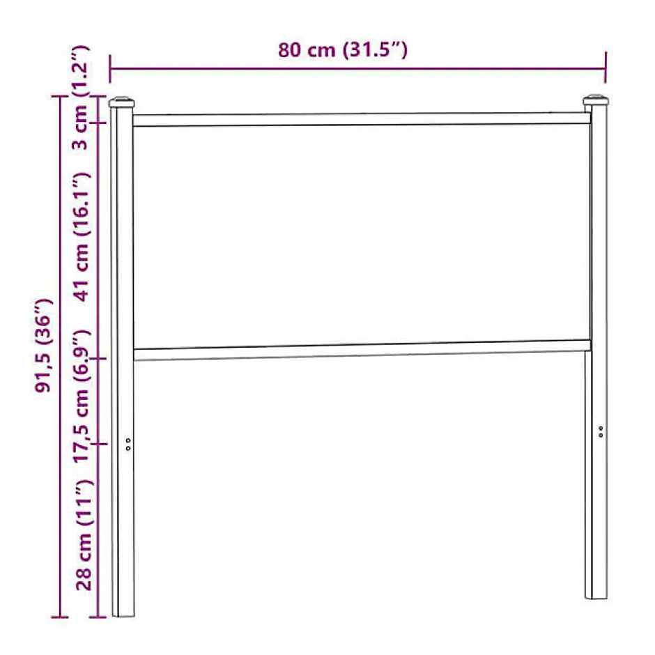 Vidaxl Tête de lit de remplacement chêne fumé 75 cm bois d'ingénierie et acier