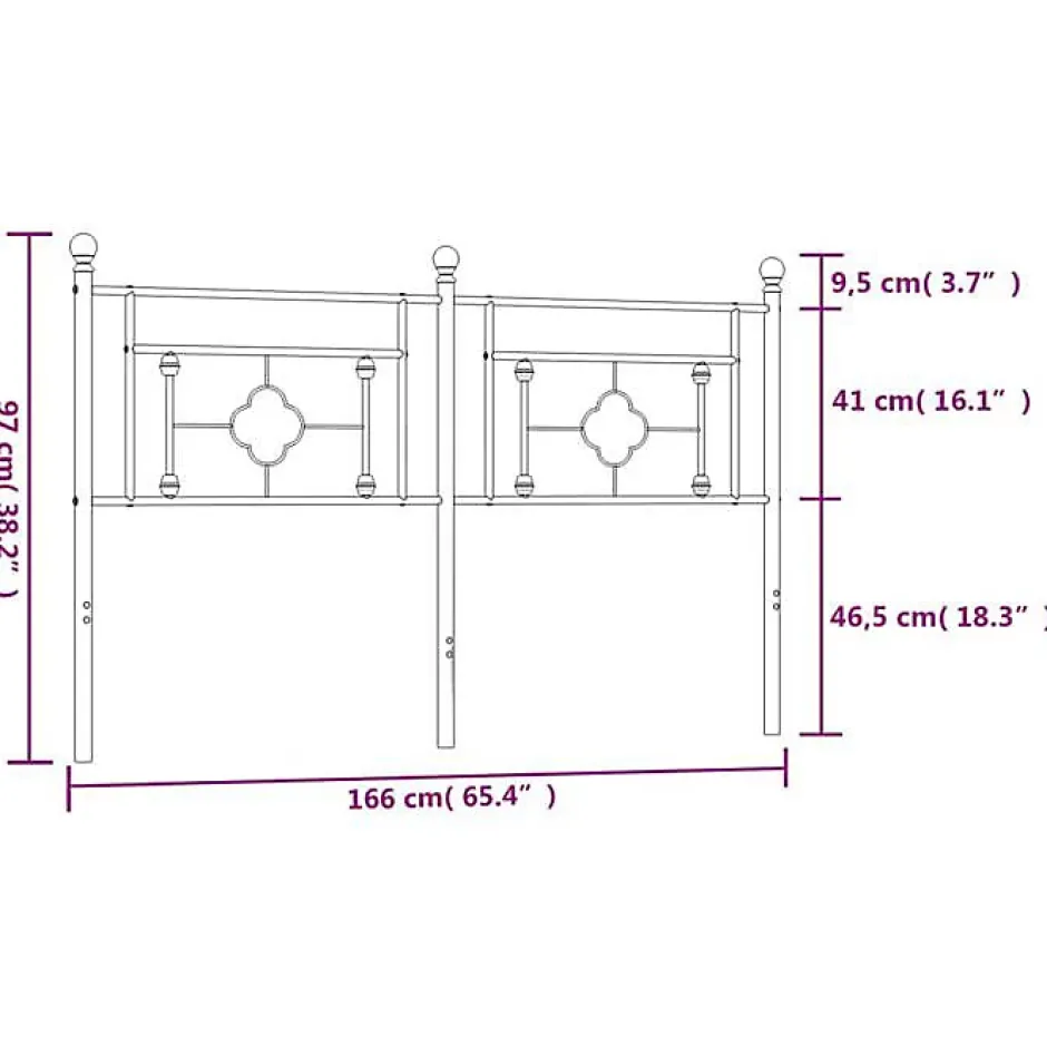 Vidaxl Tête de lit de remplacement métal blanc 160 cm