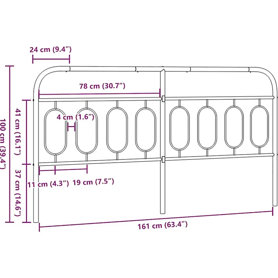 Vidaxl Tête de lit de remplacement métal noir 160 cm Hot