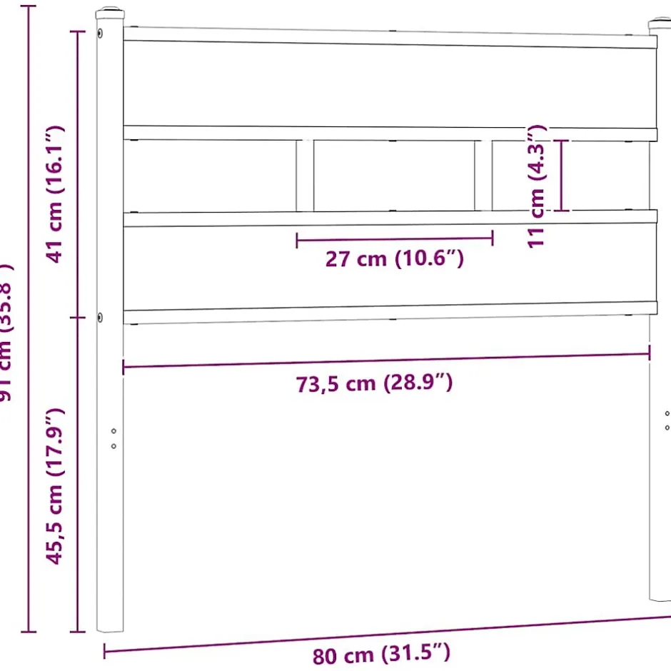 Vidaxl Tête de lit de remplacement chêne marron 75 cm acier et bois d'ingénierie Online