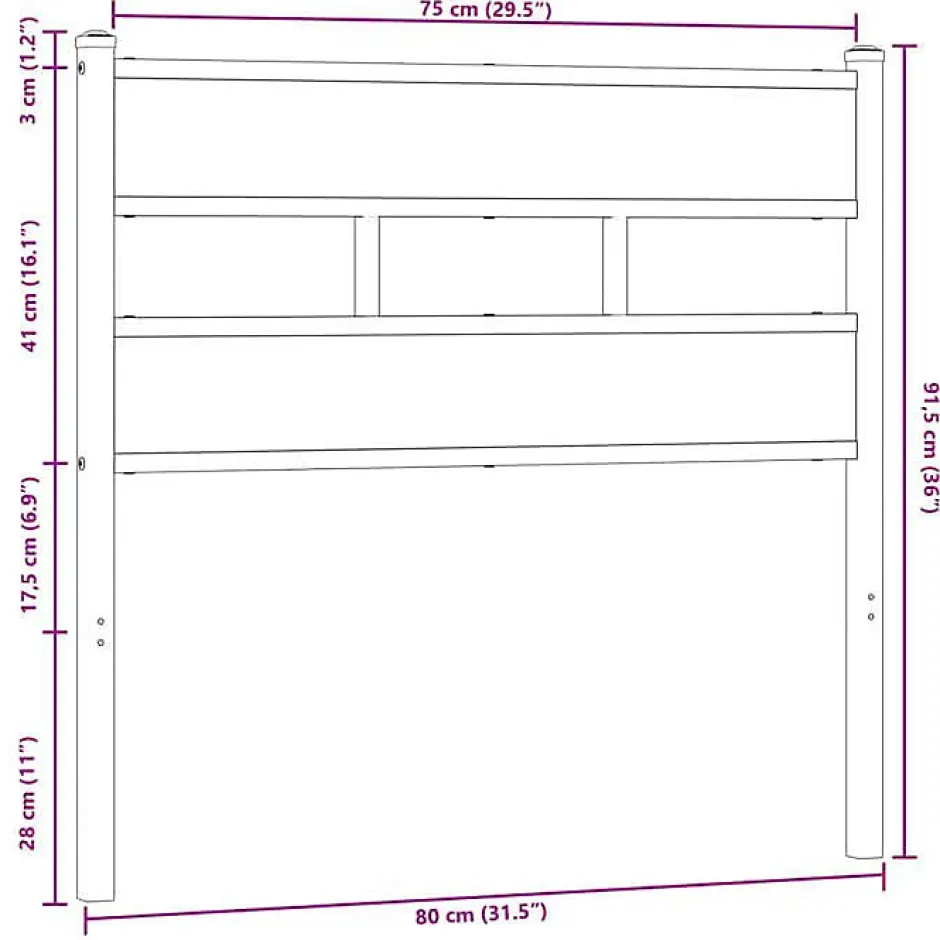 Vidaxl Tête de lit de remplacement chêne marron 75 cm acier et bois d'ingénierie Online