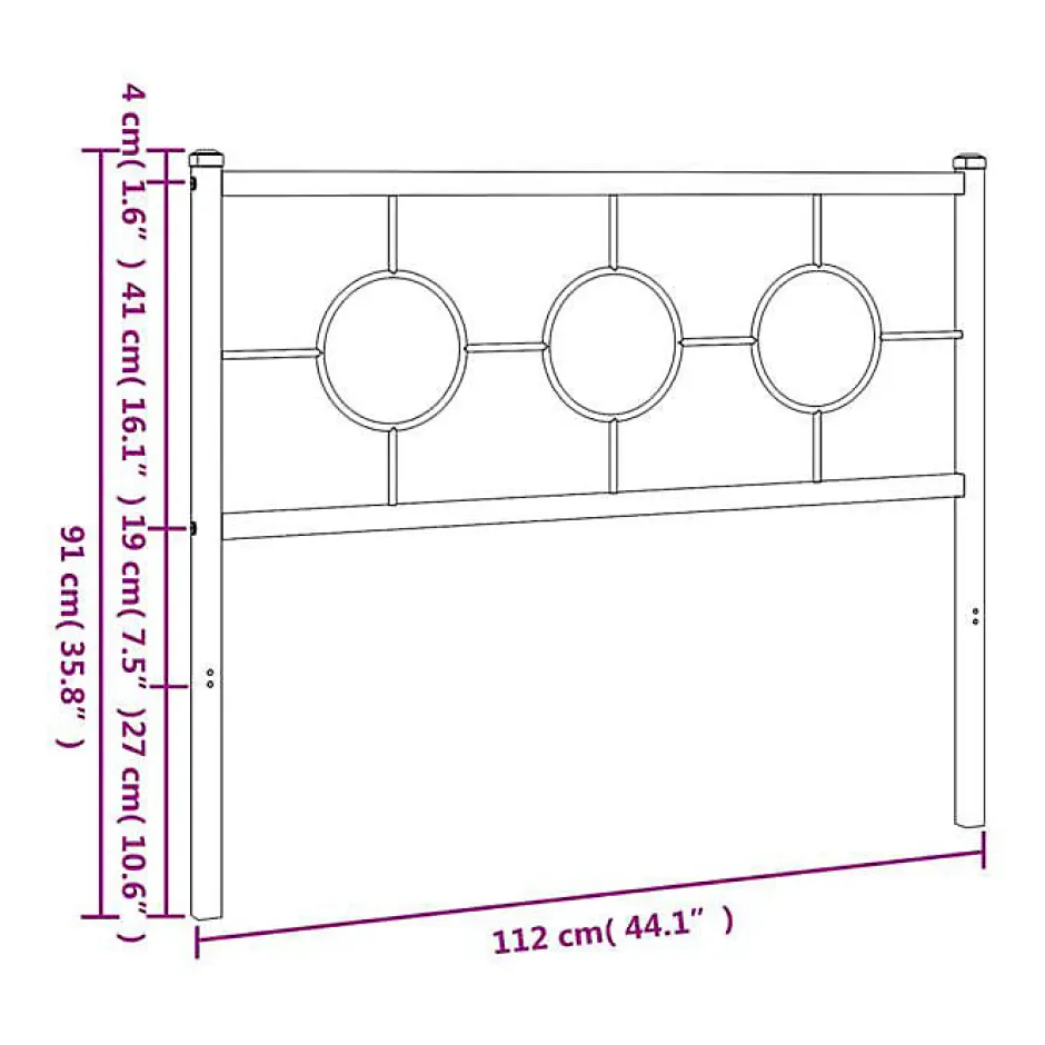 Vidaxl Tête de lit de remplacement métal noir 107 cm