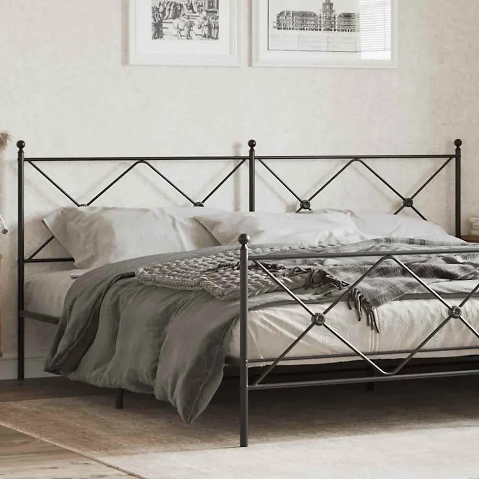 Vidaxl Tête de lit de remplacement métal noir 200 cm Sale