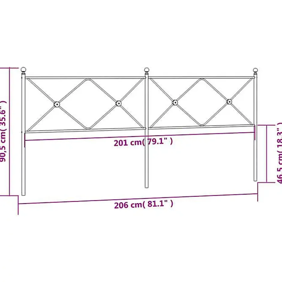 Vidaxl Tête de lit de remplacement métal noir 200 cm Sale