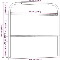 Vidaxl Tête de lit de remplacement chêne fumé 100 cm acier et bois d'ingénierie Clearance