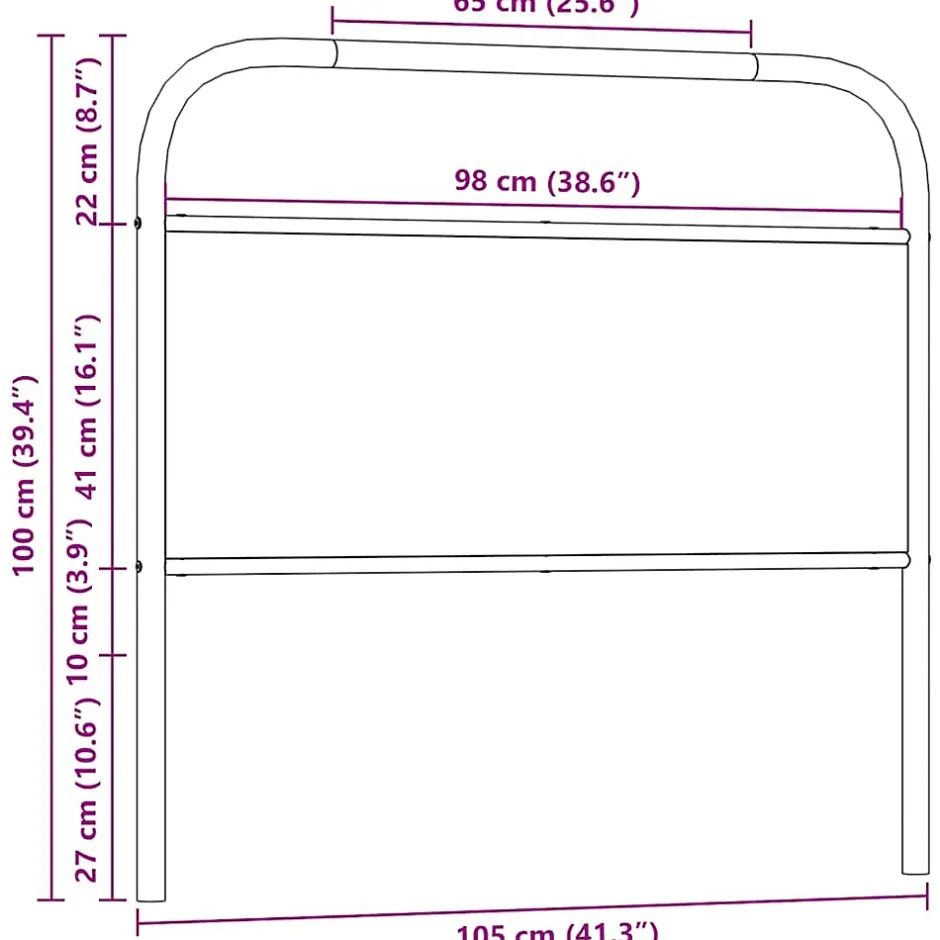 Vidaxl Tête de lit de remplacement chêne fumé 100 cm acier et bois d'ingénierie Clearance