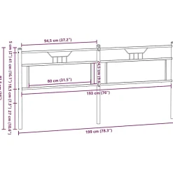 Vidaxl Tête de lit de remplacement chêne fumé 193 cm bois d'ingénierie et acier Sale