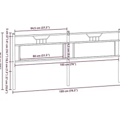 Vidaxl Tête de lit de remplacement chêne fumé 193 cm bois d'ingénierie et acier Sale