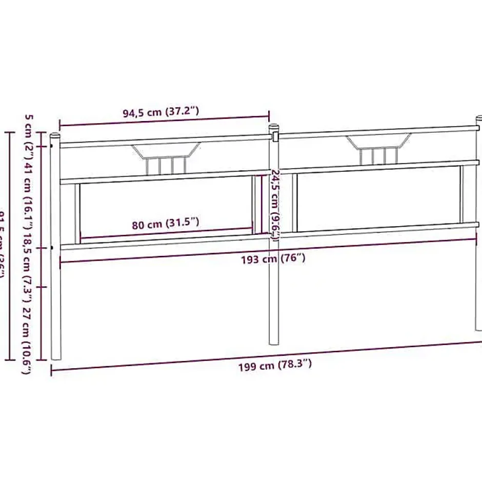 Vidaxl Tête de lit de remplacement chêne fumé 193 cm bois d'ingénierie et acier Sale