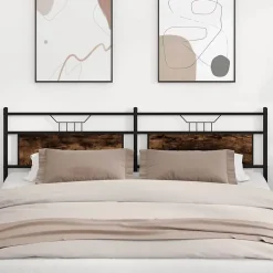 Vidaxl Tête de lit de remplacement chêne fumé 193 cm bois d'ingénierie et acier Sale