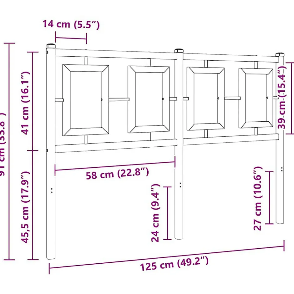 Vidaxl Tête de lit de remplacement métal blanc 120 cm