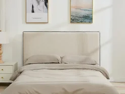 Vente-unique Tête de lit déhoussable 150 cm - Coton et lin - Beige et noir - CHESMA Outlet