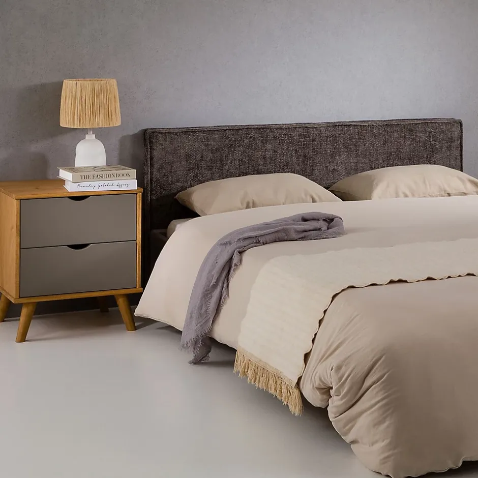 Idimex Tête de lit ELOWA 160 sur pieds, en tissu - Gris Sale