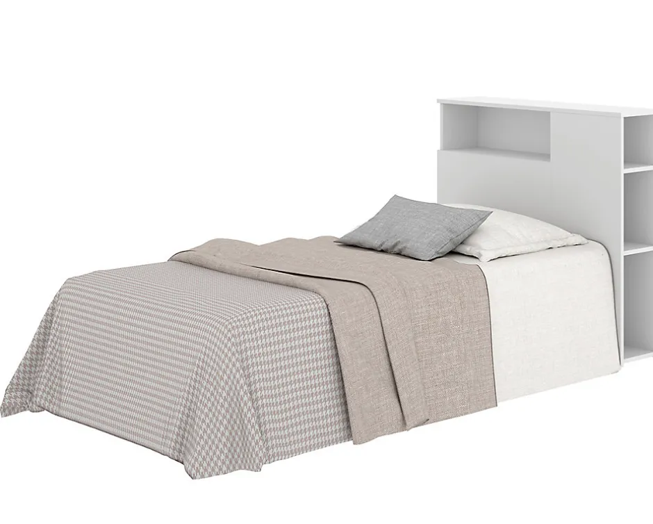 Pegane Tête de lit en bois coloris blanc - Longueur 97 x Profondeur 23,5 x Hauteur 95 cm