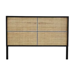 Bois Dessus Bois Dessous Tête de lit en bois d'acajou et rotin 160