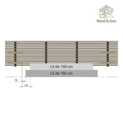 Wood&Sens Tête de lit en pin avec étagères, L.250 x H.56 cm x P.21 cm Online