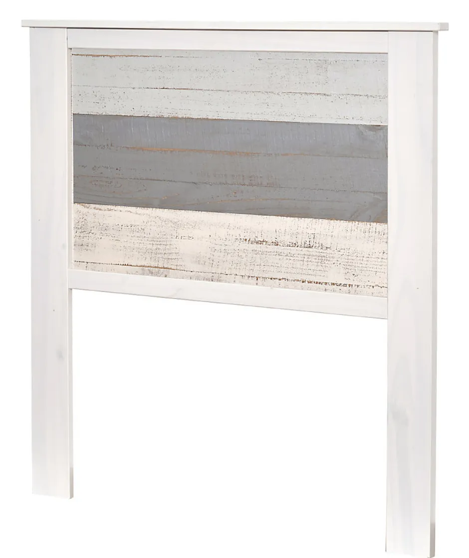 Pegane Tête de lit en pin coloris blanc et gris - Longueur 105 x Profondeur 4 x Hauteur 112 cm