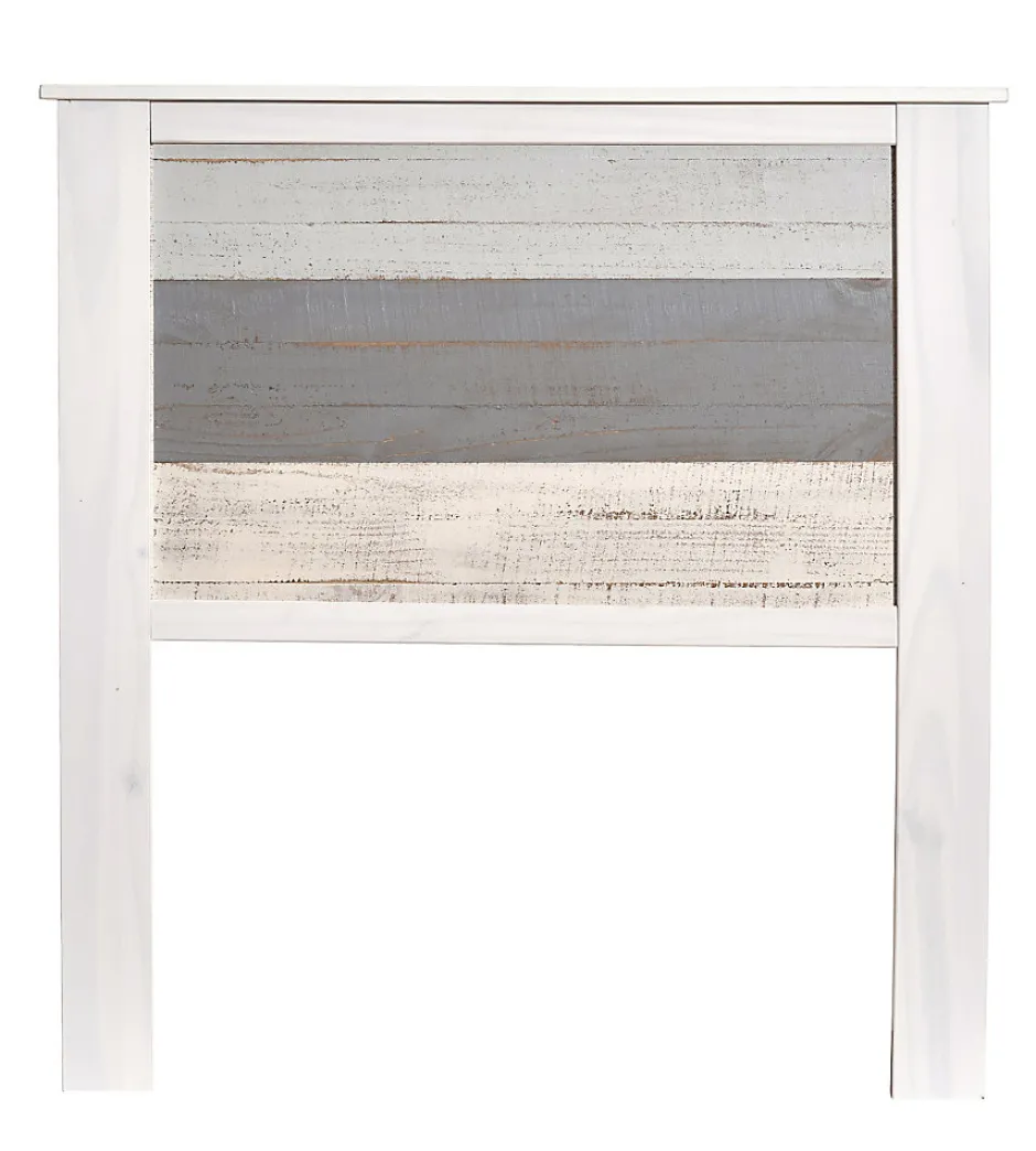 Pegane Tête de lit en pin coloris blanc et gris - Longueur 105 x Profondeur 4 x Hauteur 112 cm