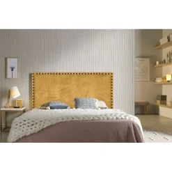 Eccox Tête de lit en tissu jaune Lirio 90